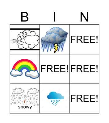Weather Bingo Card