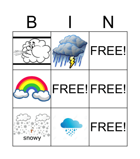 Weather Bingo Card