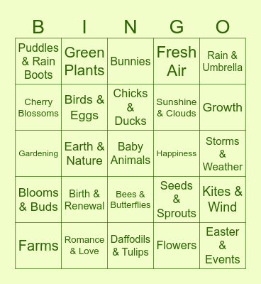 🌷 Springtime Book Bingo 🌸 Bingo Card