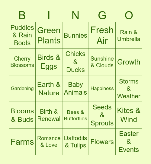 🌷 Springtime Book Bingo 🌸 Bingo Card