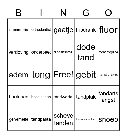 Mondhygiëne Bingo Card