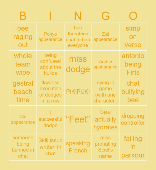 BEEnGO Bingo Card