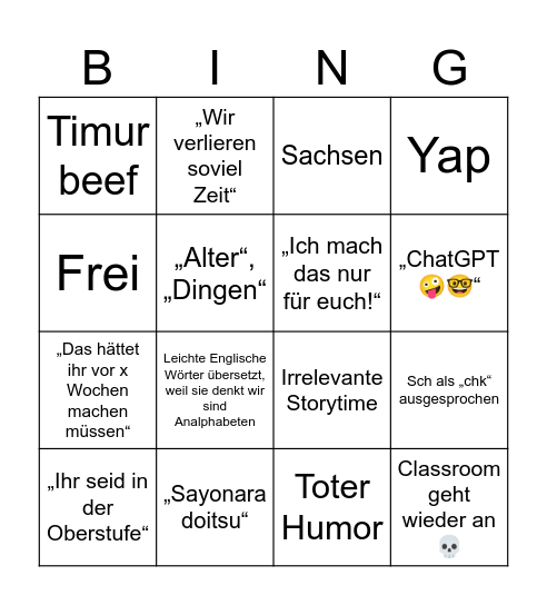 Frau Mack Bingo Card