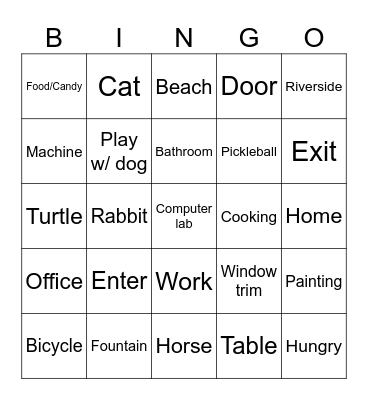 Hobbies and Locations Bingo Card