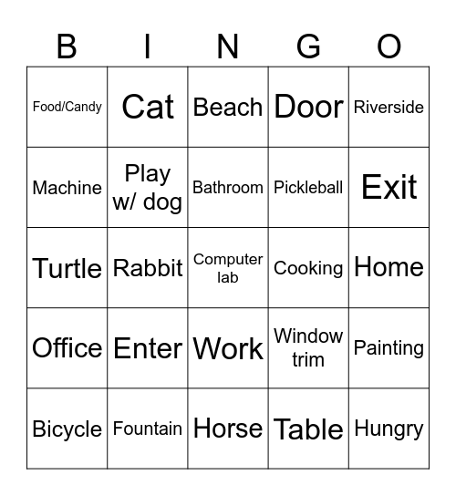 Hobbies and Locations Bingo Card