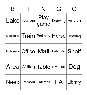 Hobbies & Locations Bingo Card