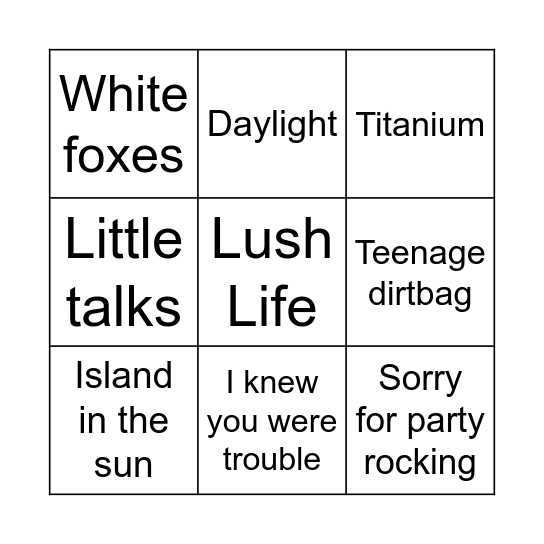 Bingo! Bingo Card