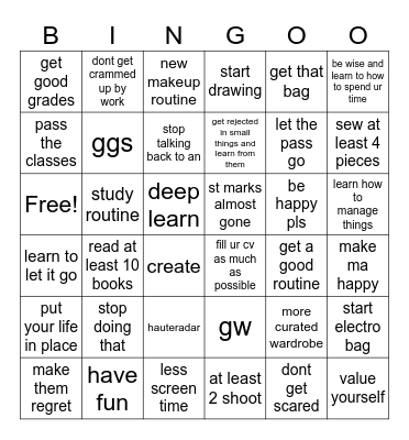Nazik Bingo Card