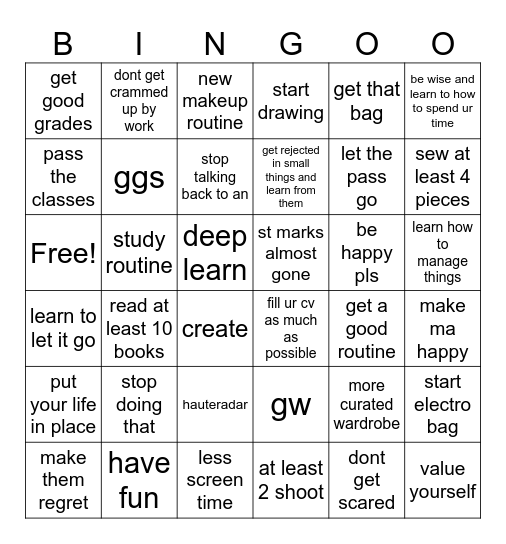 Nazik Bingo Card
