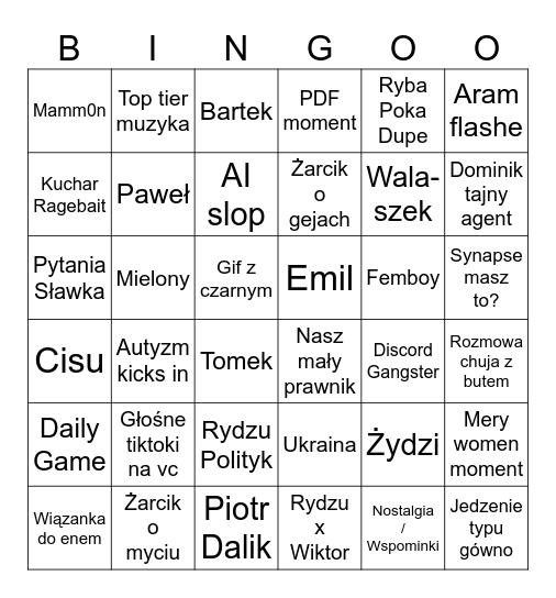 Grupowe Bingo Card