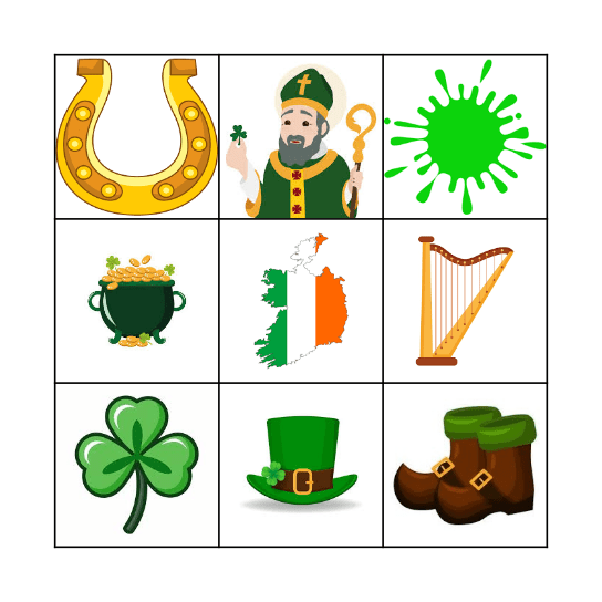 St Patrick's Day Bingo Card