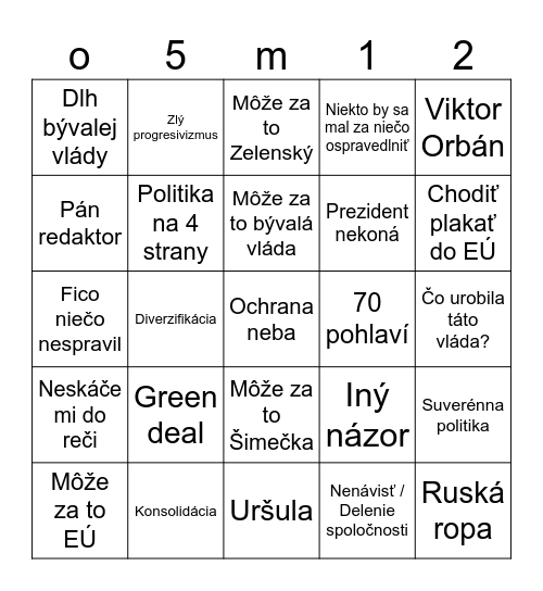 O5M12 Bingo Card