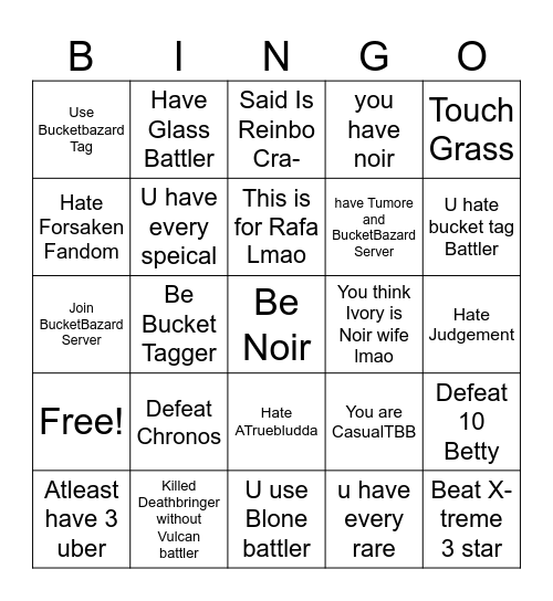 TBB harder Bingo Card