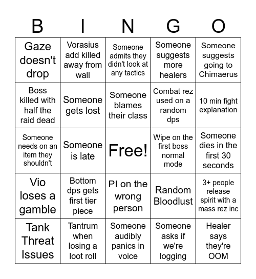 AR Midnight S1 Bingo Card