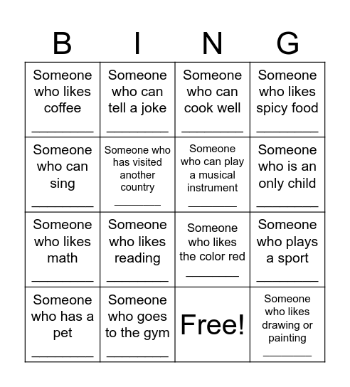 Human Bingo Card