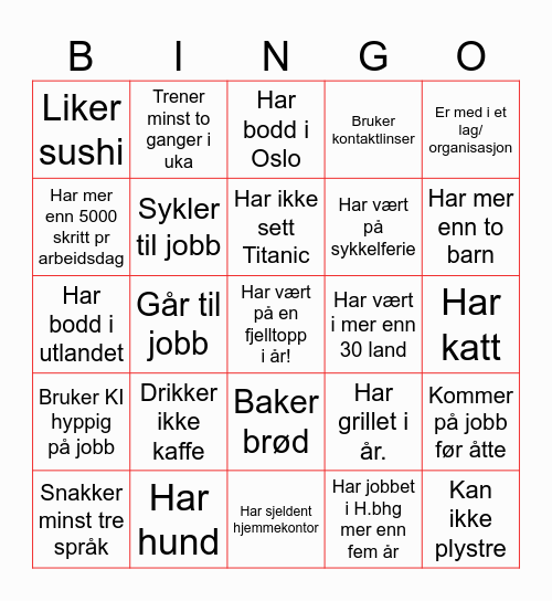 Barnehage Bingo Card