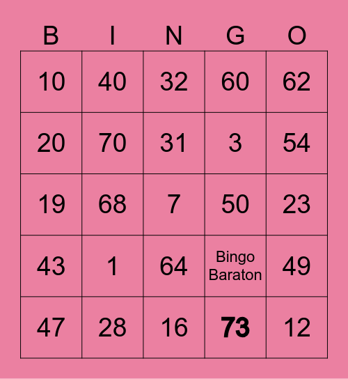 BINGO BARATON Bingo Card