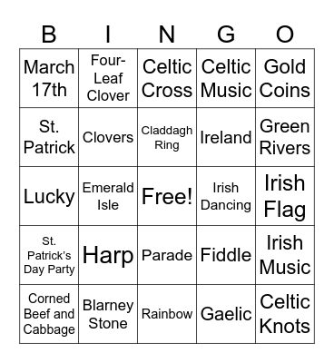 St.Patricks Day Bingo Card