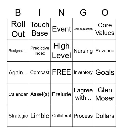 StoneRidge Buzzword Bingo Card