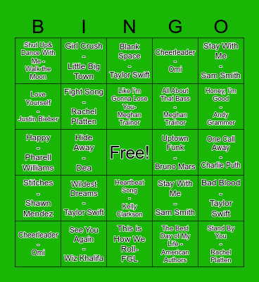 St. Patrick's Music Bingo Card