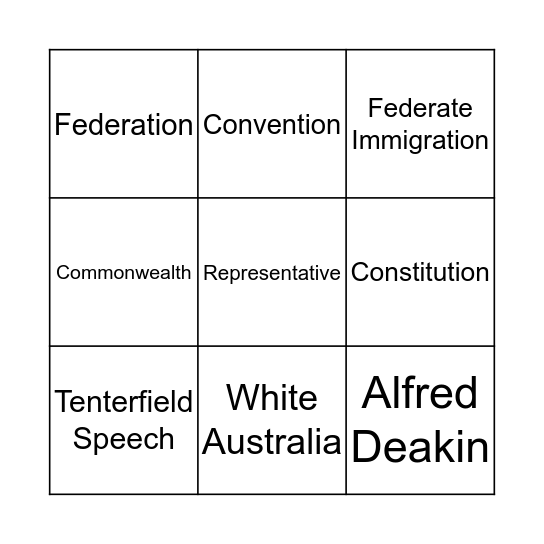 Federation  Bingo Card