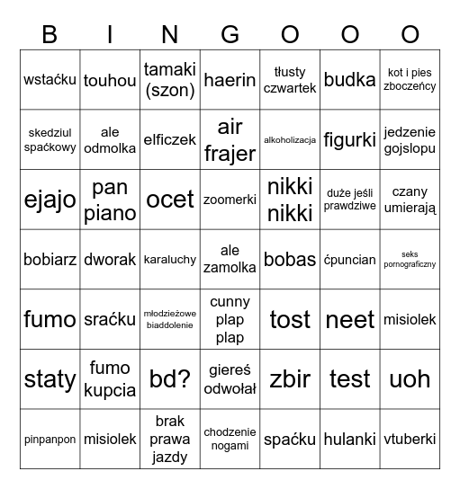 Ziemniachan Bingo Card