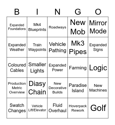 Satisfactory 1.2 Bingo Card