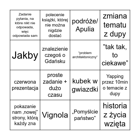 Bielak Bingo Card