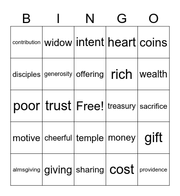 Jesus Taught About Giving Bingo Card