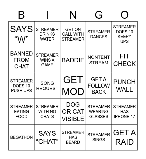 TWITCH Bingo Card