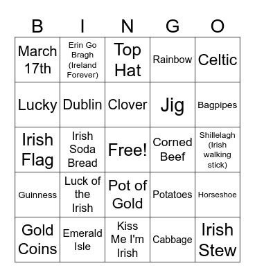 St. Patrick bingo Card