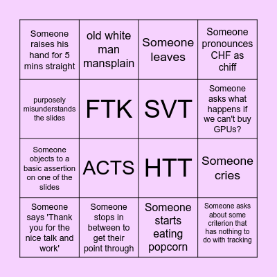 Technology choice Bingo Card