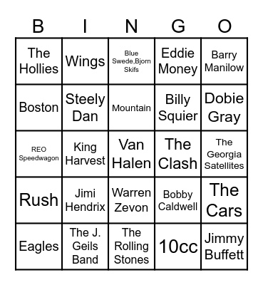 Game 1: Yacht and Classic Rock Bingo Card