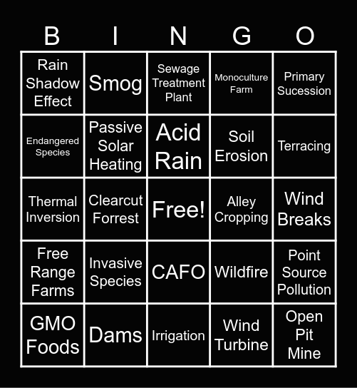 Tyler and Sawyer's Apes Bingo Card