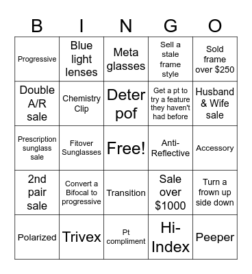 Optical Bingo Card