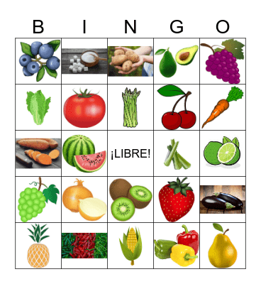 Frutas y Verduras Bingo Card