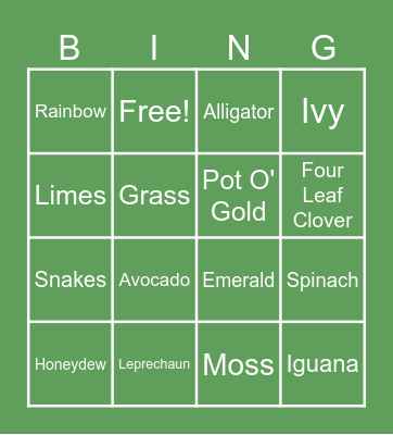 St. Patricks Day Bingo Card