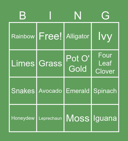 St. Patricks Day Bingo Card