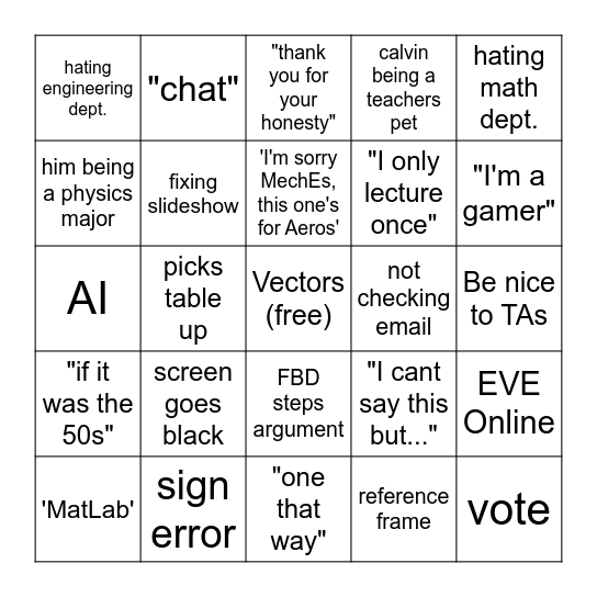 KPT Bingo Card