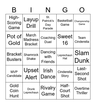 March Madness or St. Patricks Day Bingo Card