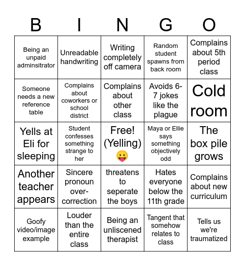 KAYS BINGO Card
