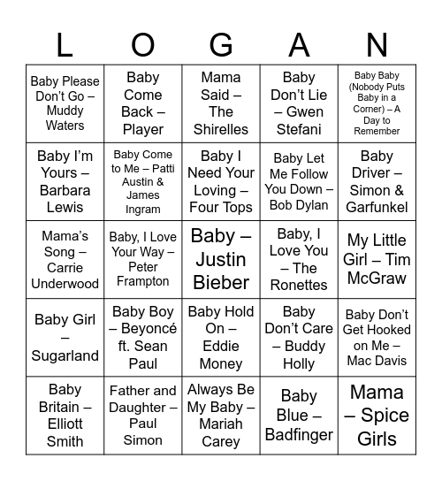 It's a girl! Bingo Card