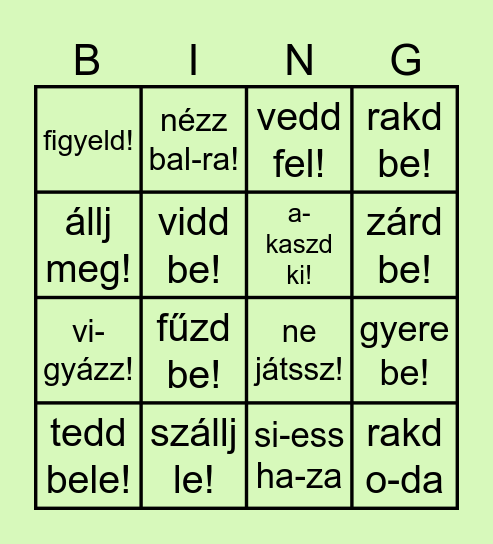 Hajrá Elsősök!y Bingo Card