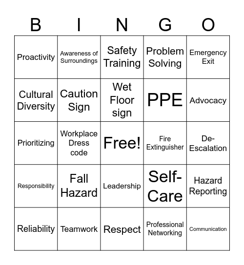 Workplace Terms Bingo Card