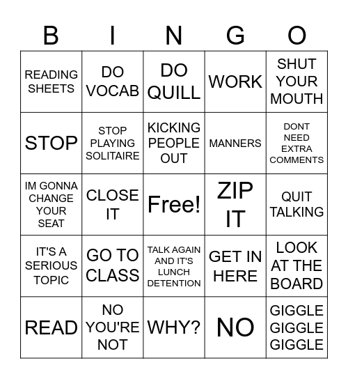 MR. TAYLOR Bingo Card
