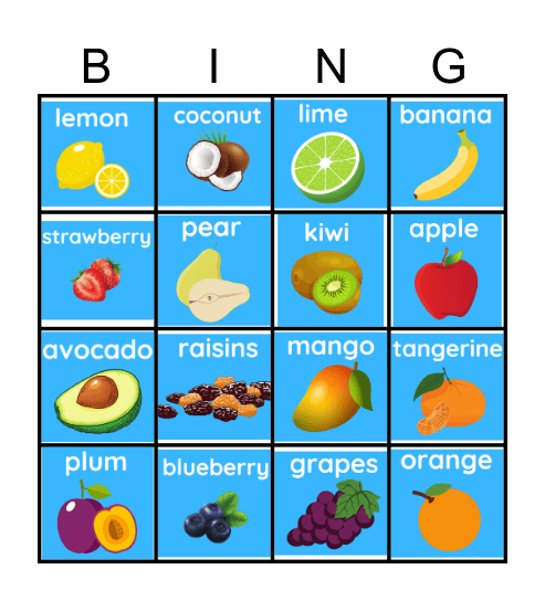 Fruits Bingo Card
