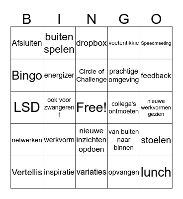 Werkvormendag Bingo Card