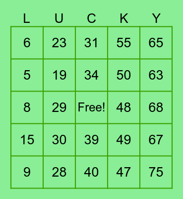 Happy Saint Patrick's Day! Bingo Card