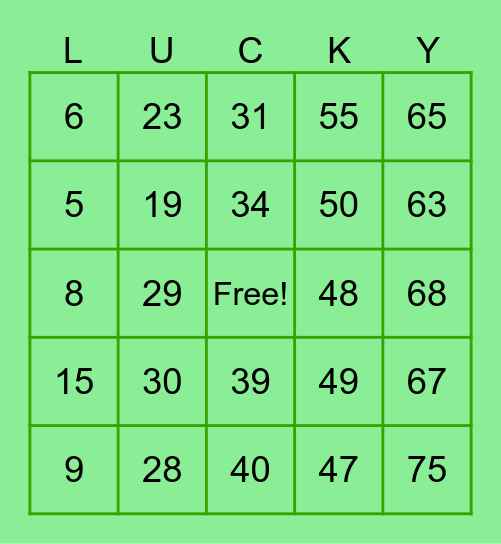 Happy Saint Patrick's Day! Bingo Card