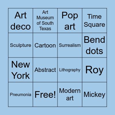 Roy Lichtenstein Bingo Card